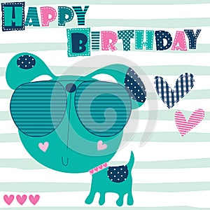 Happy birthday dog animal vector illustration