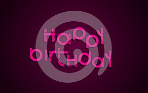 Happy Birthday festive text. Dark background with light pink let