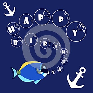 Happy Birthday with fish and anchor