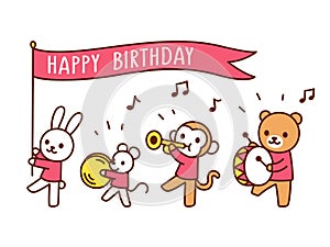 Happy birthday funny animal parade