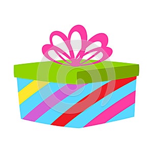 Happy Birthday gift box. Celebration or holiday item.