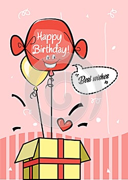 Happy birthday gift greeting card / Best wishes helium balloon balloon