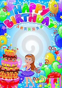 Happy birthday girl card with place for text