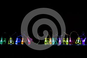 Happy birthday glowing letters background