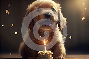 Happy Birthday for Golden Retriever Puppy - A Greeting Card for Any Anniversary Event