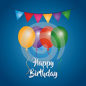 Happy birthday greeting card balloons garland celebration