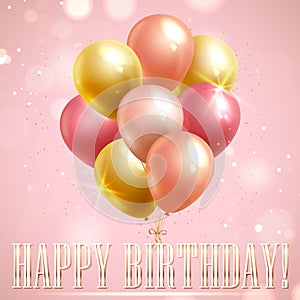 Happy Birthday greeting card with balloons. Vector