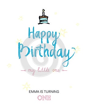 Happy Birthday greeting card design. Typographic poster, invitation or greeting card.