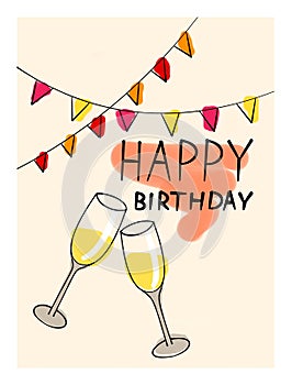 Happy birthday greeting card with glasses