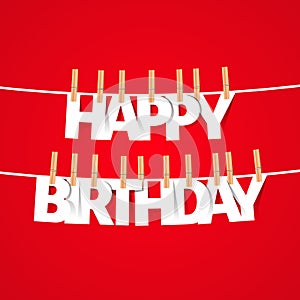 Happy birthday greeting card with hanging letters