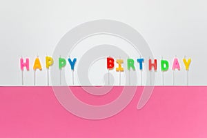 Happy Birthday greeting card with letters candles