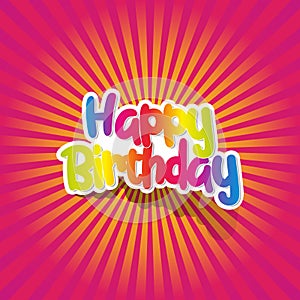 Happy birthday greeting card with rainbow text