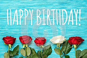 Happy birthday greeting card with roses