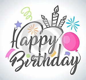 Happy Birthday greeting card with typography lettering