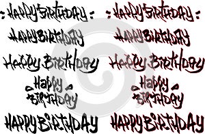 Happy birthday hand drawn text tagged with graffiti fonts