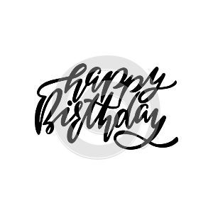 Happy Birthday hand drawn typography design. Handwritten lettering.