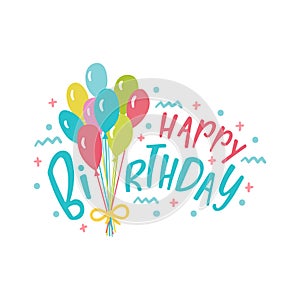 Happy Birthday hand drawn typography design. Handwritten lettering.