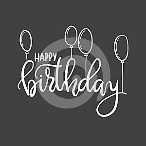 Happy Birthday. Hand lettering typography template. For posters, greeting cards, prints, balloons, party decorations.