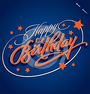 HAPPY BIRTHDAY hand lettering (vector) photo