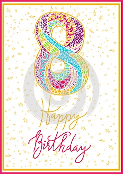 Happy birthday hand lettering. Vector greeting card. Original calligraphic phrase