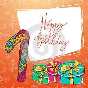 Happy birthday hand lettering. Vector greeting card. Original calligraphic phrase