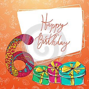 Happy birthday hand lettering. Vector greeting card. Original calligraphic phrase