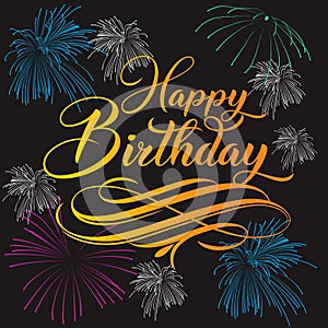 Happy birthday handlettering with background