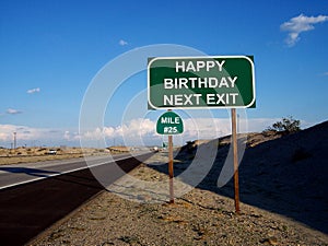 Happy Birthday Highway Exit Sign 25 Years Old