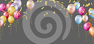 happy birthday horizontal illustration Celebrate with balloons with confetti for festive decorations vector illustration