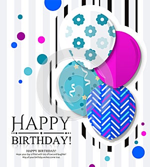 Happy Birthday invitation card with balloons