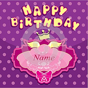 Happy birthday - Invitation card for girl with pri