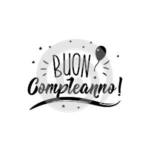 Happy Birthday in Italian. Ink illustration with hand-drawn lettering. Buon Compleanno photo