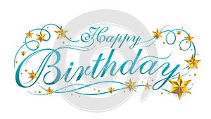 Happy Birthday lettering banner design with ornament for birthday celebration