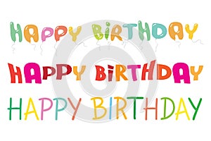 Happy birthday lettering colorful vector illustrat