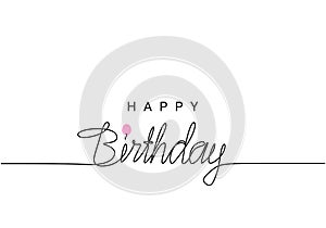 Happy Birthday lettering, continuous line drawing, banner, poster, flyers, greeting cards, hand lettering, emblem or logo design,