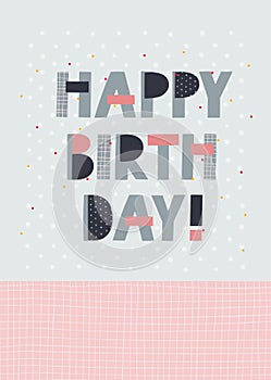Happy Birthday lettering illustration postcard