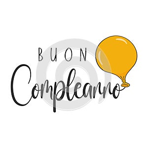 Happy Birthday lettering in Italian (Buon Compleanno) with orange balloon photo