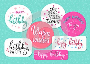 Happy Birthday lettering sign quote typography set