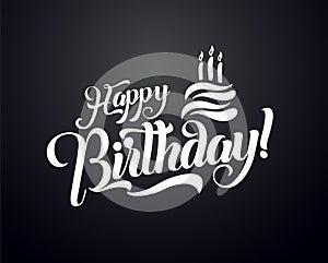 Happy birthday lettering text vector illustration. Birthday greeting card design