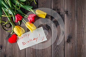 Happy birthday message and flowers