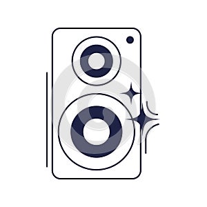 Happy birthday, music speaker equipment celebration party line style icon