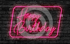 Happy Birthday Neon Sign on a dark wall