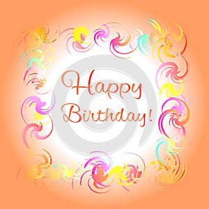 Happy birthday orange greeting card