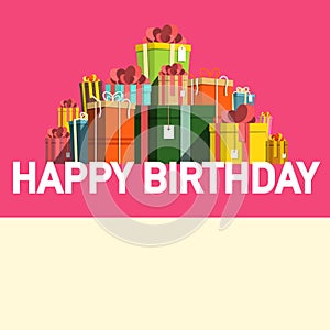 Happy Birthday Party Card with Gift Boxes