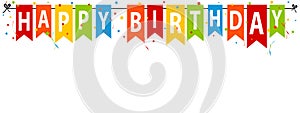 Happy Birthday Party Flags - Banner, Background - Colorful Illustration