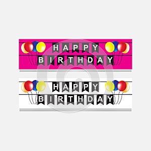 Happy birthday party flags banner with balloon