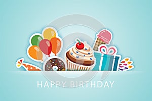 Happy birthday party greeting cards and banner template background