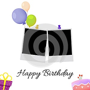 Happy Birthday Photo frame vector illustration on white background, Happy Birthday celebration, Simple Party Elements, Photo Frame