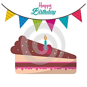 Happy birthday piece cake candle garland ed