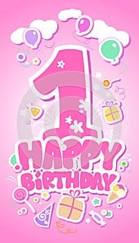 Happy Birthday pink card.